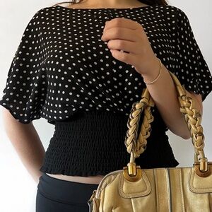 Polka Dot Batwing Corset style top